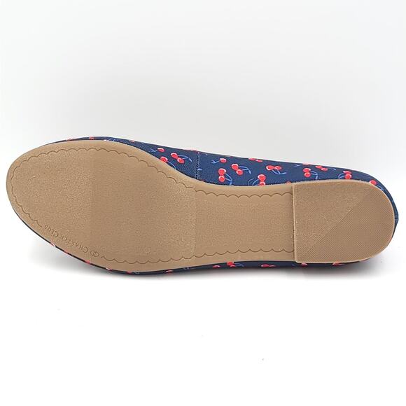 Charter Club Women Ballet Flats Kaii Size US 8.5M Navy Blue Cherry Print - Picture 6 of 6
